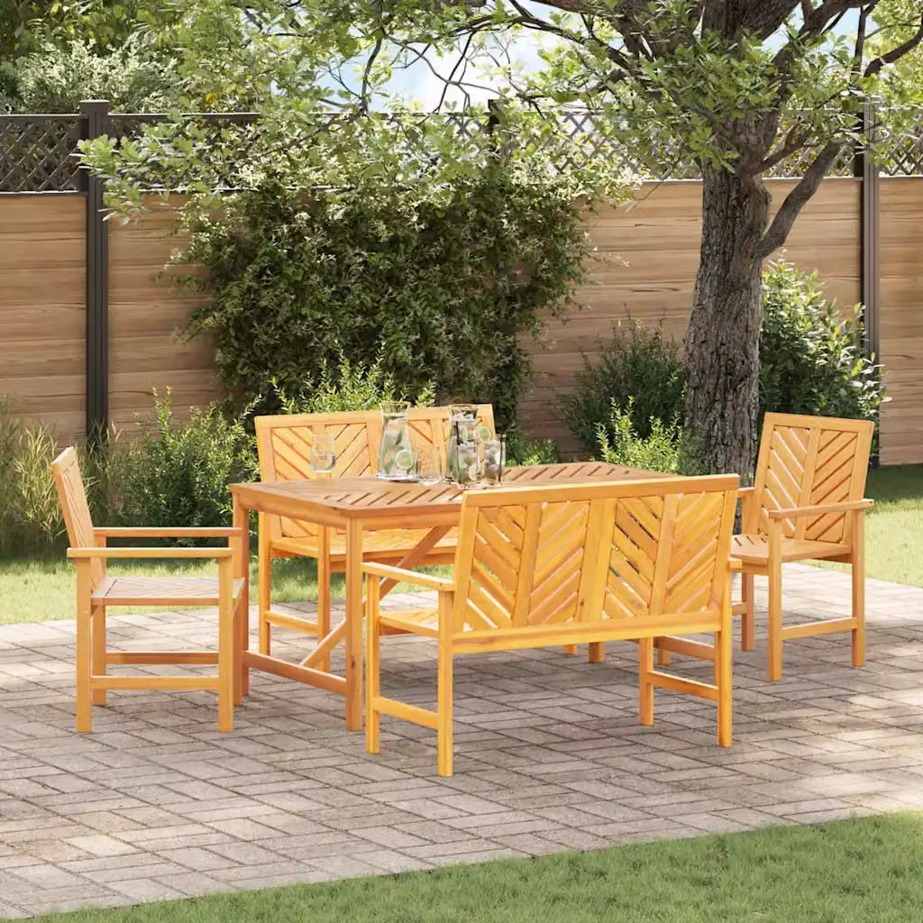 Set da pranzo per giardino e terrazzo vidaXL in legno di acacia oliato marrone, composto da 5 pezzi