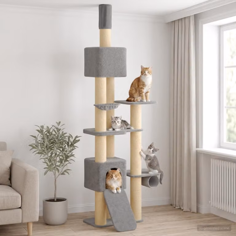 vidaXL Albero tiragraffi da pavimento a soffitto con palo in sisal