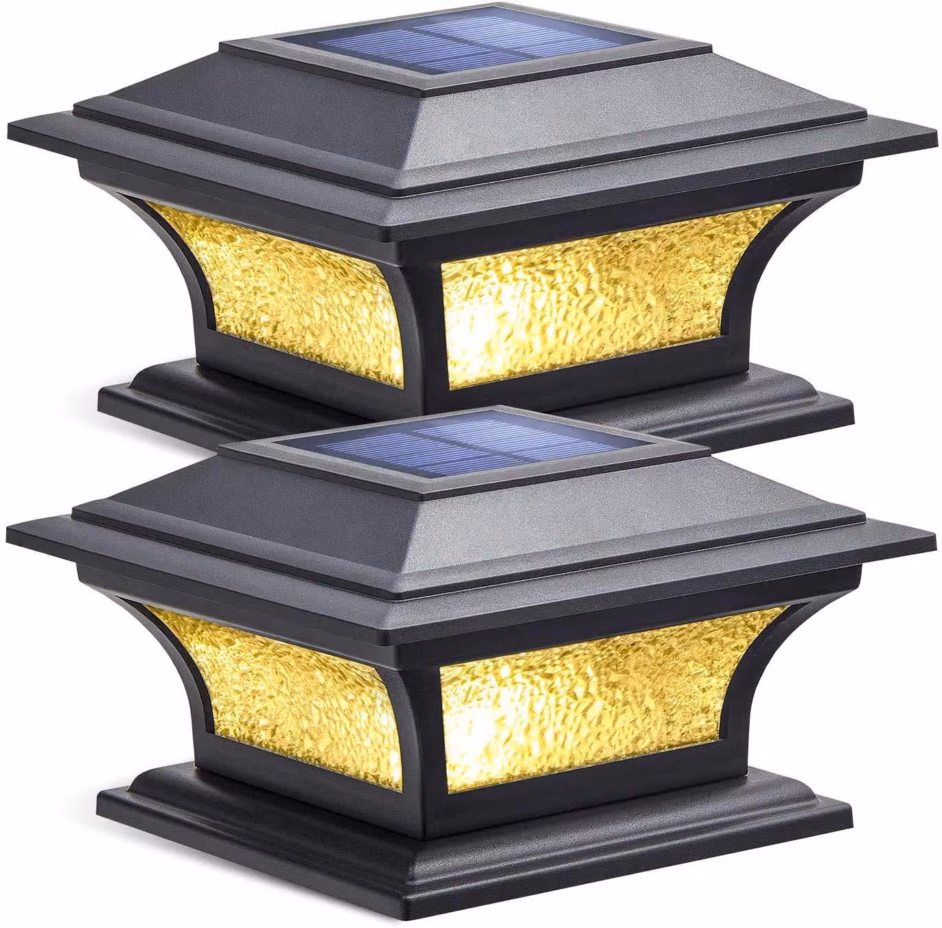 Lampioni solari, confezione da 2, in vetro, con 2 modalità di illuminazione, adatti a pali da 4x4 a 6x6