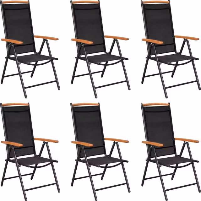 Set da pranzo da giardino vidaXL in alluminio nero opaco con tavolo rettangolare e 7 sedute