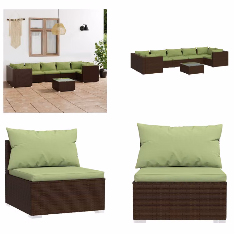 vidaXL set salotto da giardino 8 pezzi con cuscini in rattan marrone - set salotto da giardino - set salotto da giardino - set salotto da patio - set divano da patio