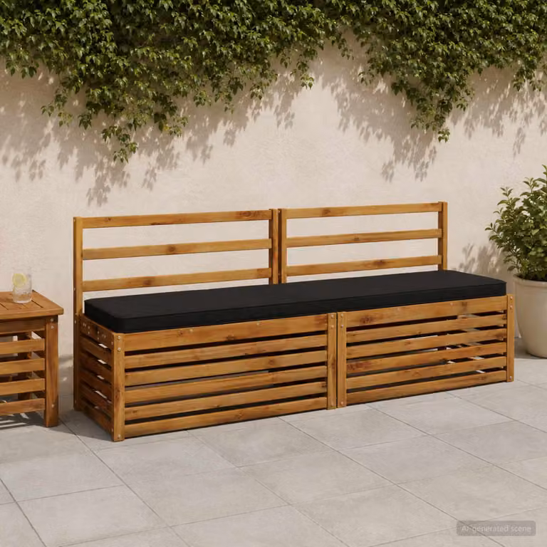 Cuscino per panchina vidaXL VUGHT nero in poliestere con rivestimento rimovibile e resistente ai raggi UV