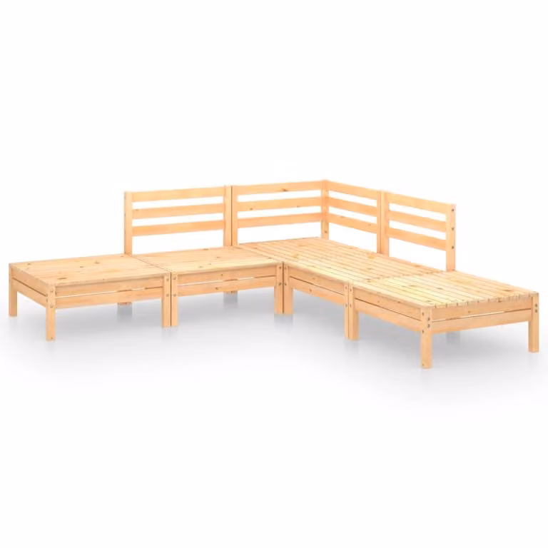 Set Salotto da Giardino 5 pz in Legno Massello di Pino