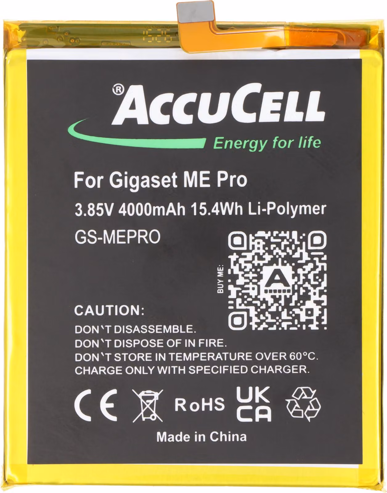 Batteria adatta per Gigaset ME Pro Li-Polymer 3.85V 4000mAh 15.4Wh, dimensioni 81.2 x 66.2 x 4.3mm