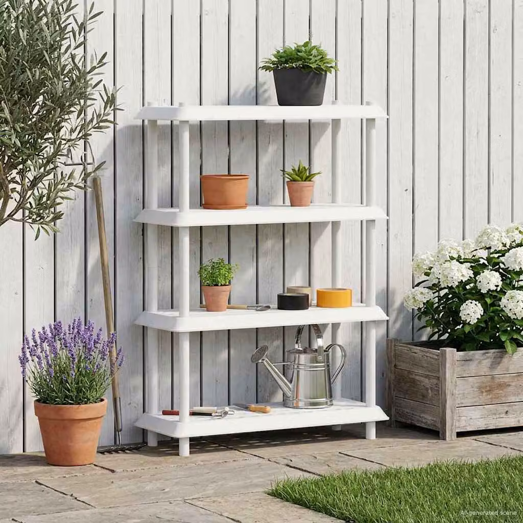 Unità di scaffalatura vidaXL a 4 livelli in plastica bianca L: 100 cm, P: 40 cm, H: 136,5 cm