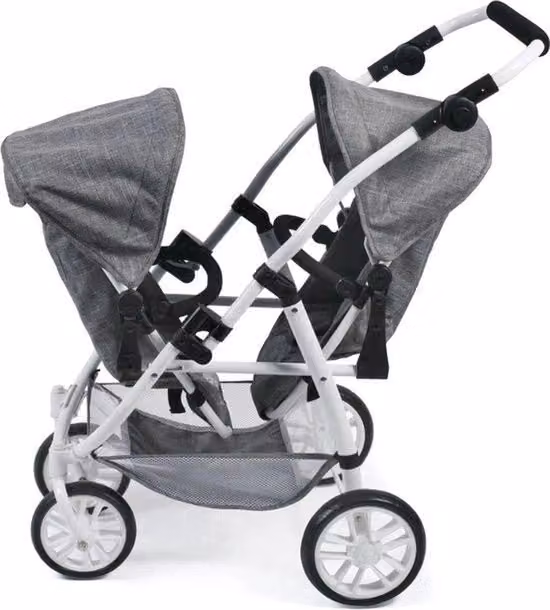 Doppio Carrello per Bambini - Buggy - Carrello per Bambini Gemelli - Carrello per Camminata - Grigio