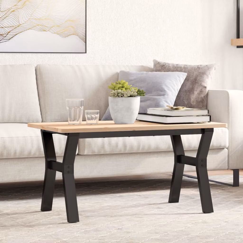 vidaXL Telaio a Y per Tavolino da Salotto in Metallo Verniciato Nero, L 80 cm x P 40 cm x H 43 cm