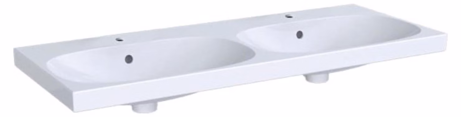 Geberit Acanto double lavabo, 2 trous de robinetterie, avec trop-plein, 1200x480mm, 500.627.01.2, 500.627.01.2