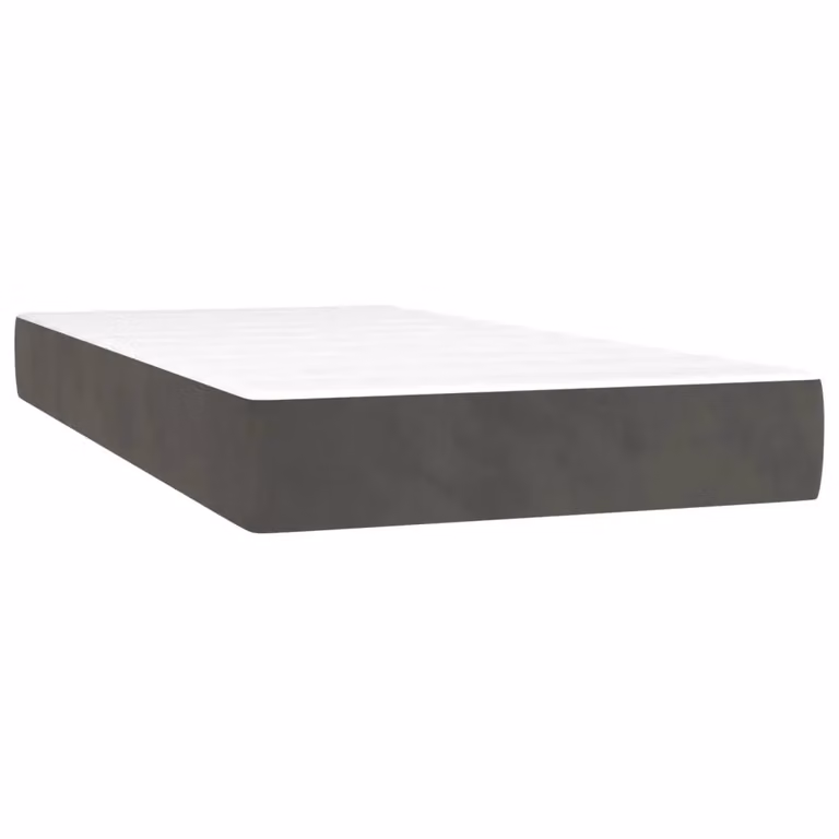 Materasso Ibrido vidaXL in Velluto Grigio e Bianco, Rigidità H3, L/P/H: 90 x 190 x 20 cm