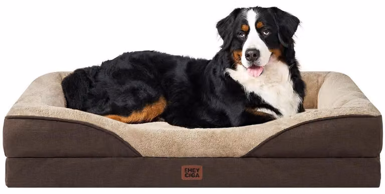 Cuccia ortopedica per cani con 4 bordi, dimensioni 132x104 cm, colore marrone
