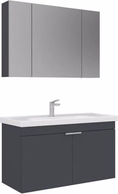 Set mobile lavabo con specchio (2 pezzi) "Desna 100" - 100 x 45 x 58 cm - Antracite opaco