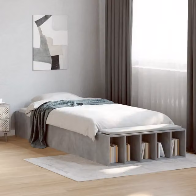Letto con contenitore e doghe in legno grigio vidaXL L/P: 90 x 200 cm – 1