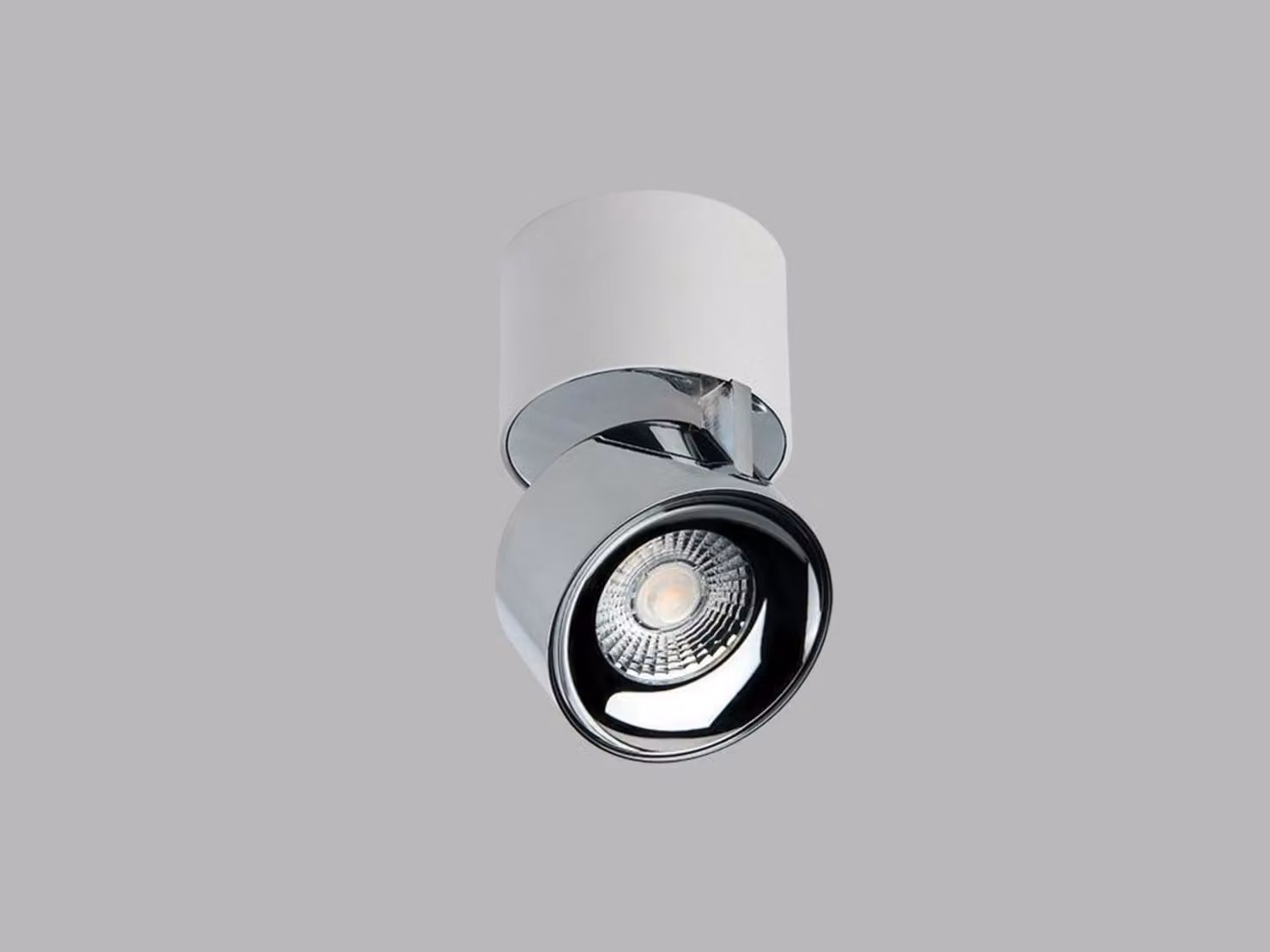 Apparecchio orientabile e inclinabile a soffitto LED2 KLIP ON CRI90, variante: 11 W, 3000 K, base bianca, riflettore cromato