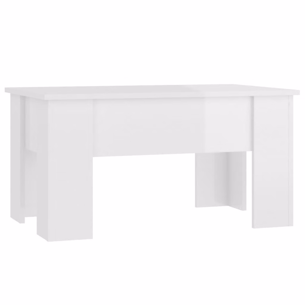 Tavolino Salotto Bianco Lucido 79x49x41 cm in Legno Multistrato