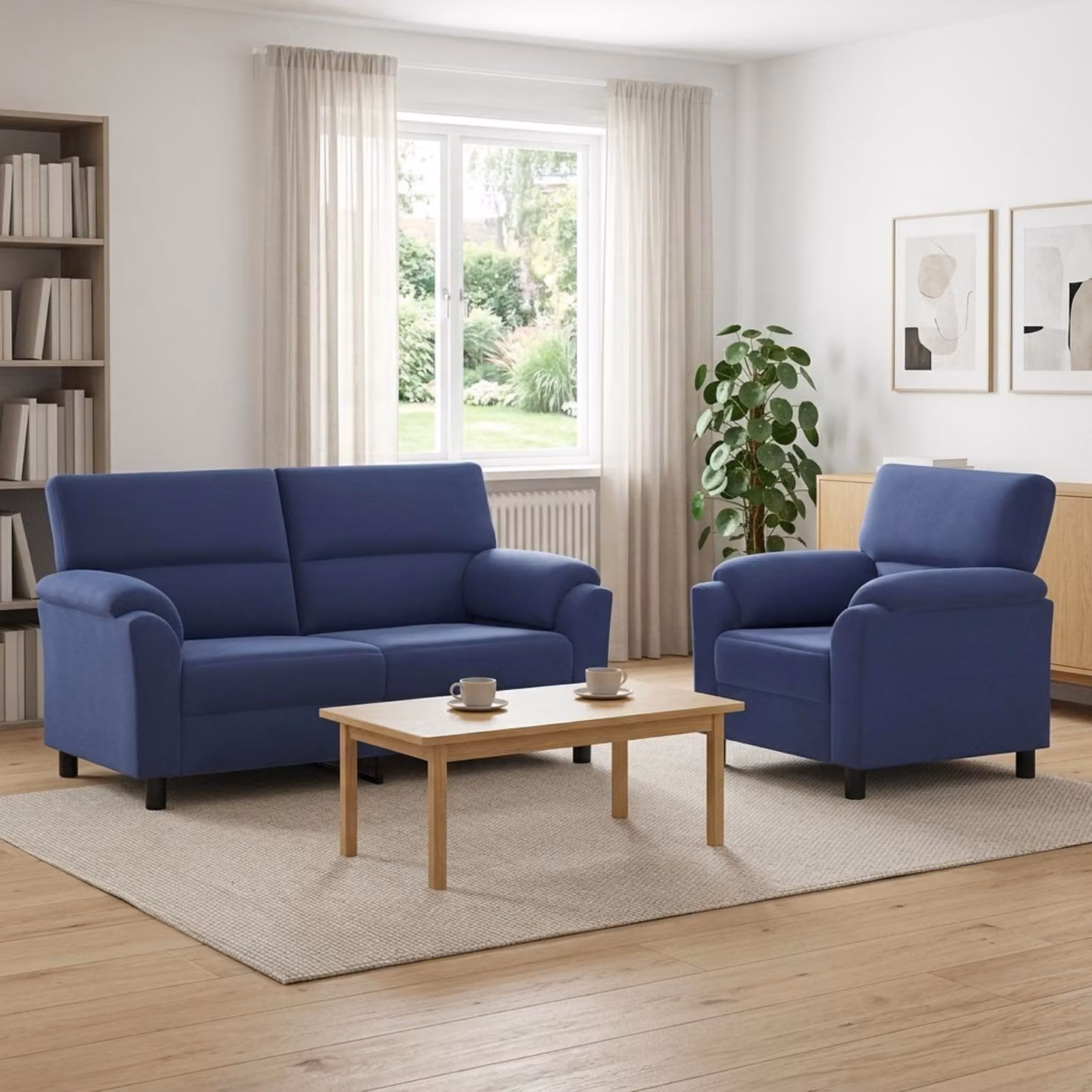 Set di 2 divani moderni vidaXL in velluto blu con struttura in metallo per il tuo soggiorno