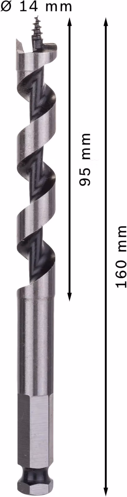 Punta per legno, esagono 14 x 100 x 160 mm, d 11,1 mm