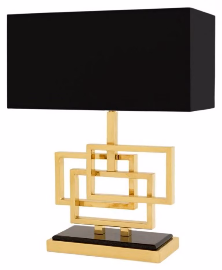 Casa Padrino lampada da tavolo ottone / paralume nero 48 x 40 cm - Lampada - Collezione lusso