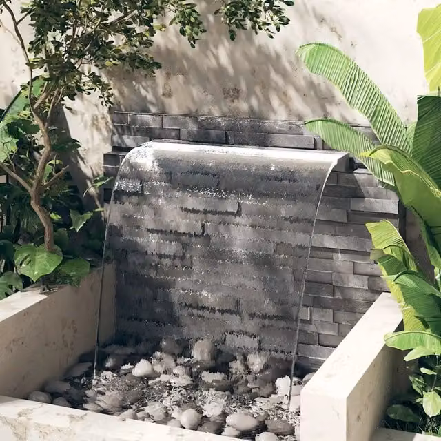 Fontana a cascata per piscina Videx in acciaio inox con LED, colore argento/grigio, L: 110 cm