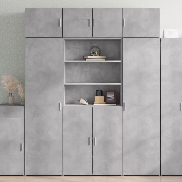 Credenza moderna vidaXL in legno e MDF, Grigio, L 80 x P 42,5 x H 185 cm