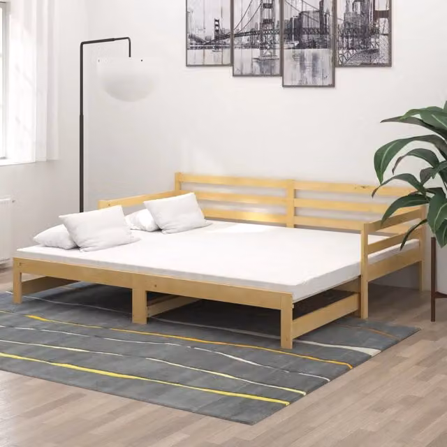 Dormeuse estraibile vidaXL in legno massello di pino bianco per adulti L/P/H: 203 x 184 x 56 cm – 1