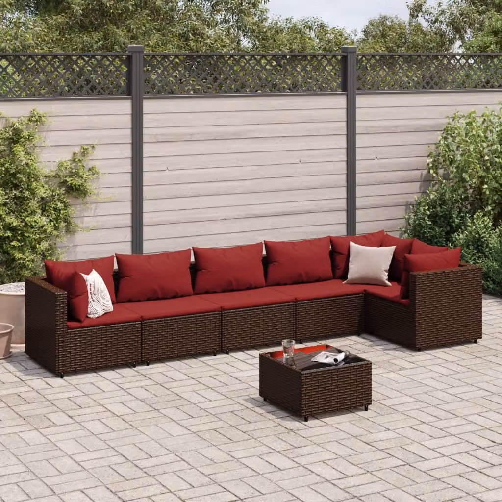 Maison Exclusive - Set Divani da Giardino 7 pz con Cuscini in Polyrattan Marrone