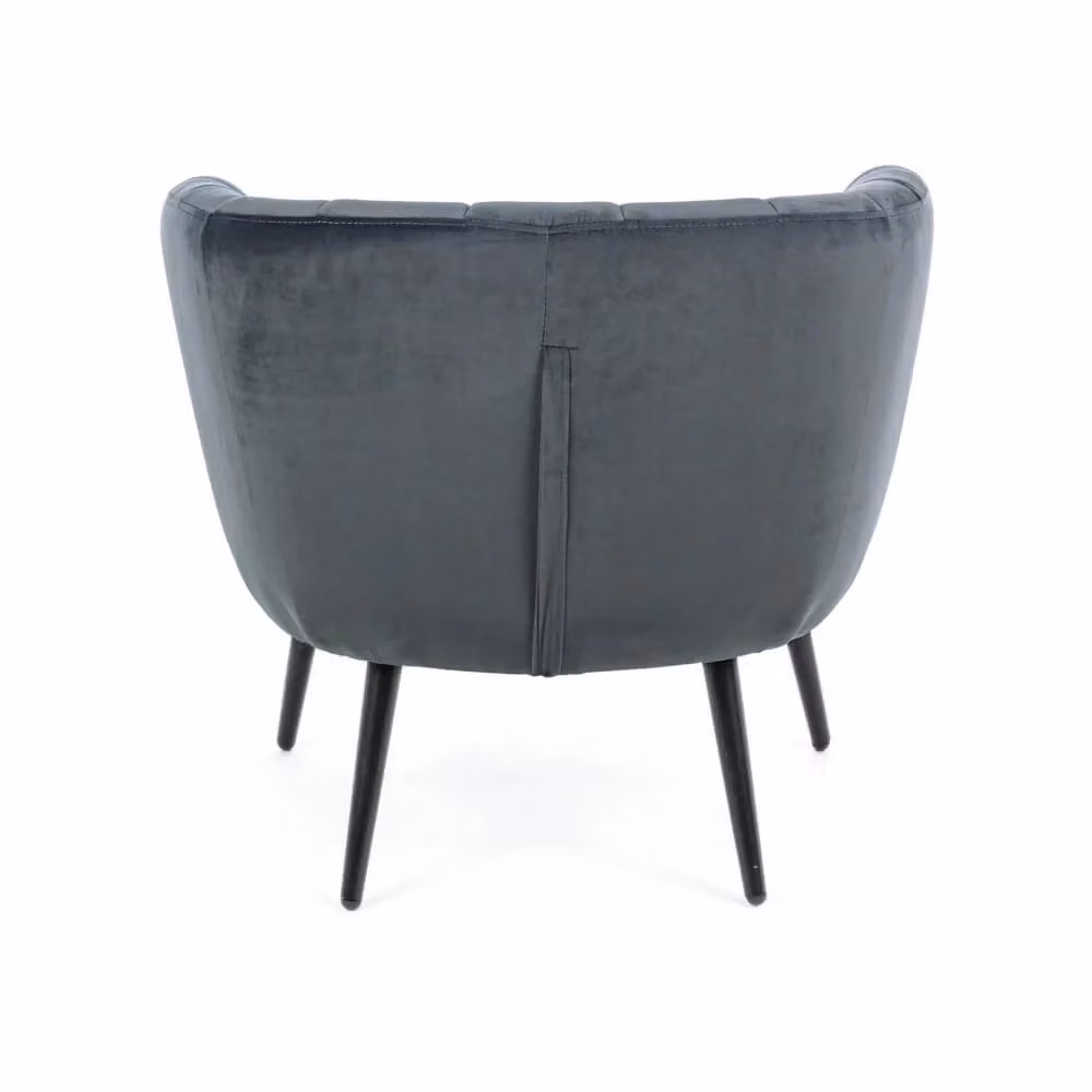 Poltrona in velluto Bizzotto stile Art Déco con schienale a ventaglio e gambe in metallo, Grigio – 2