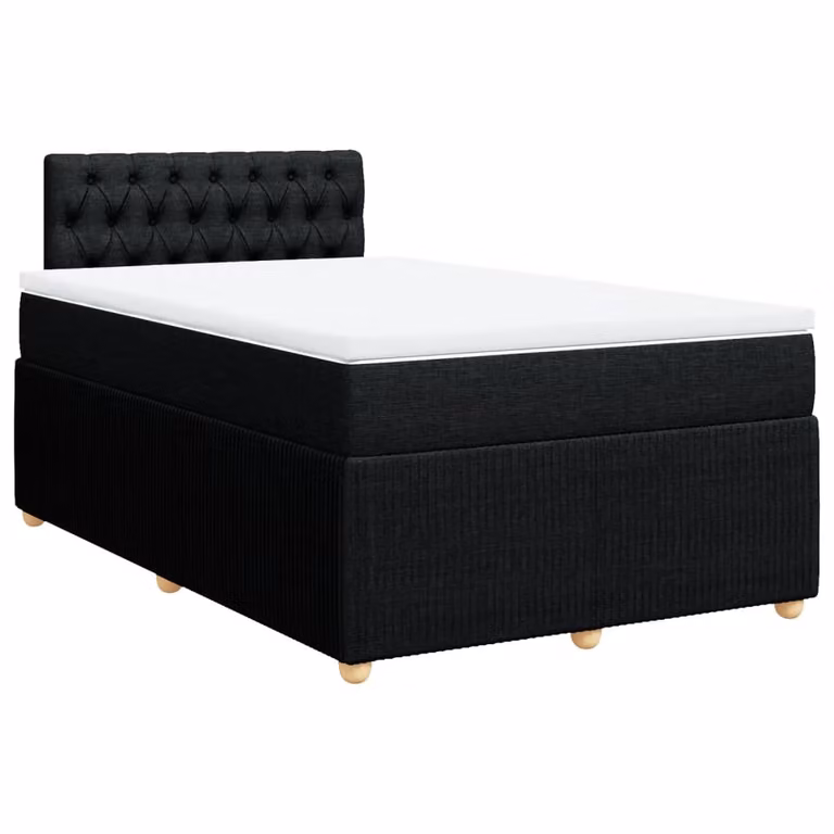 Giroletto a Molle con Materasso Nero 120x190 cm in Tessuto