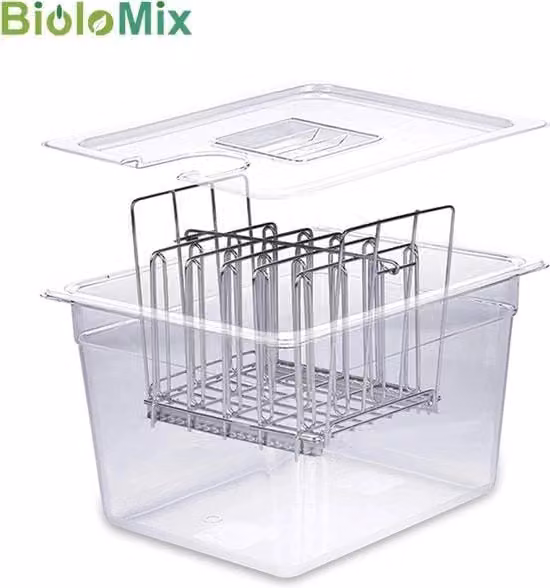 Kit Impianto Sous Vide FIBILA con Contenitore e Divisori Sganciabili in Acciaio Inossidabile e Plastica, Colore Beige e Trasparente, Lavabile in Lavastoviglie
