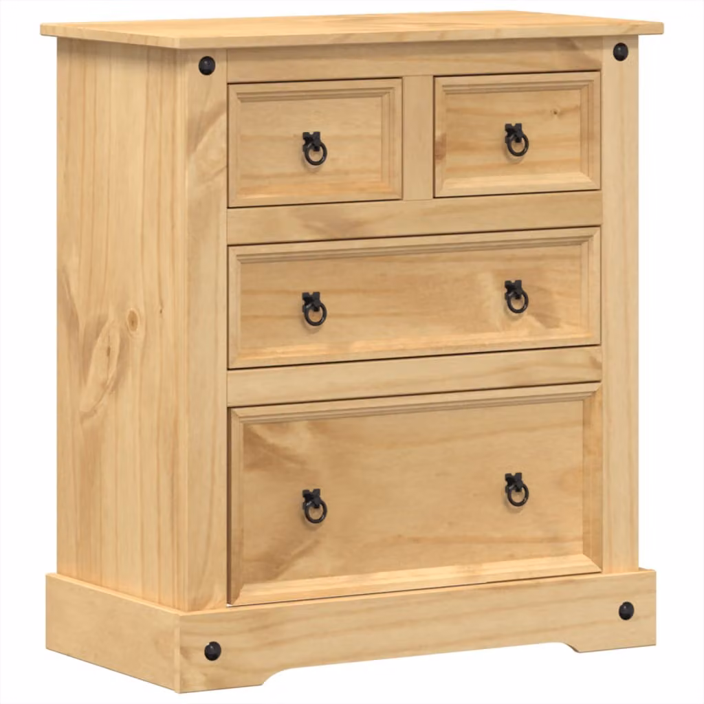Cassettiera 80x43x91 cm in Legno Massello di Pino