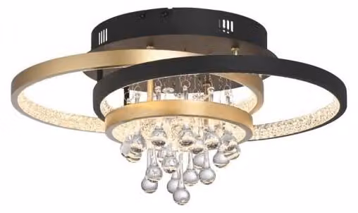 Lampada da soffitto a LED Paul Neuhaus con cristalli, dimmerabile tramite interruttore a muro, modello decorativo nero/ottone, per soggiorno, corridoio, camera da letto