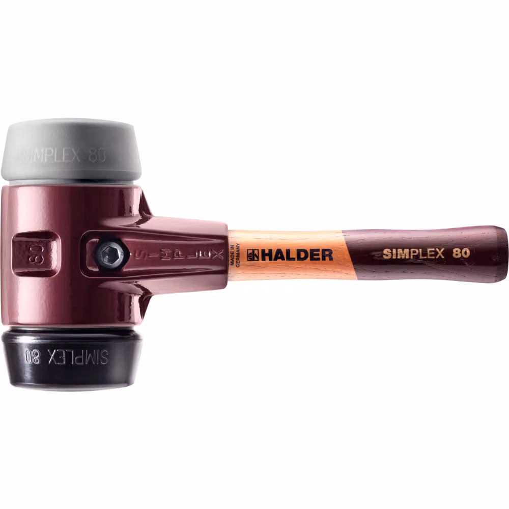 Mazza SIMPLEX soft-face con corpo in ghisa malleabile e manico in legno, Ø 80 / manico 230 mm composizione in gomma / TPE-mid