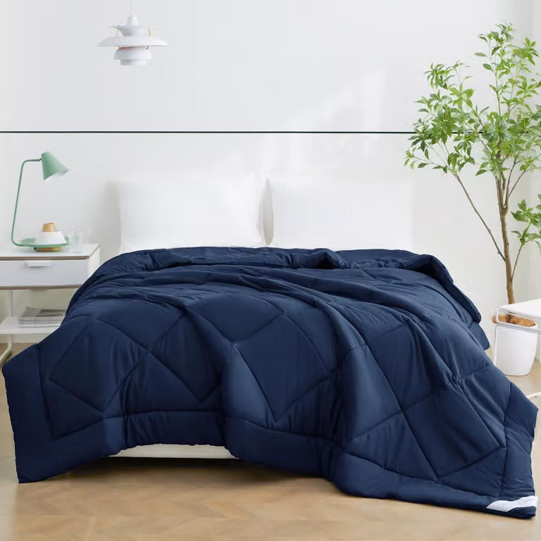 Letto estivo, dimensioni 240 x 260 cm, leggero e traspirante, in microfibra, colore blu, ideale per la camera da letto