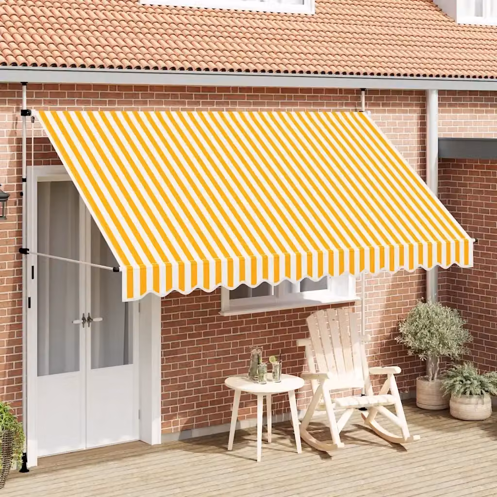 Tenda da sole retrattile manuale DESIGN IN in poliestere e acciaio, strisce arancione e bianco, L: 350 cm, P: 120 cm – 2