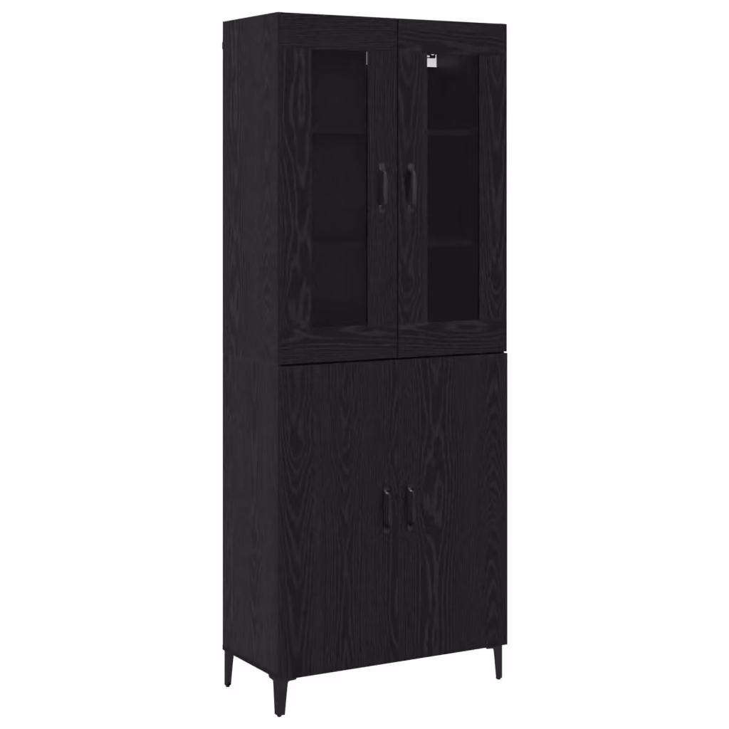 Set di 2 credenze moderne vidaXL in rovere e nero, L: 69,5 cm, P: 34 cm, H: 180 cm – 2