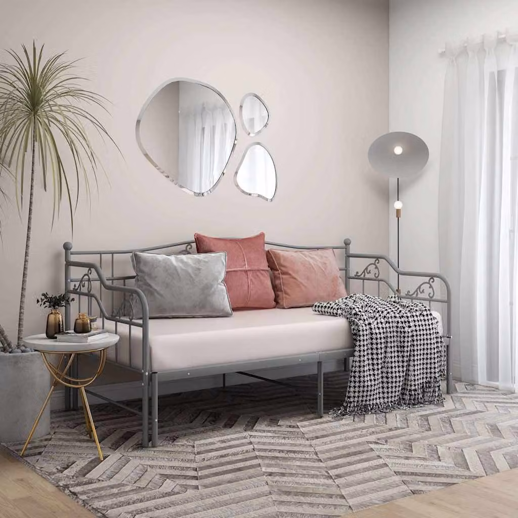 vidaXL Telaio per Divano Letto Estrattibile in Metallo Grigio L/P/H: 200 x 90 x 31 cm