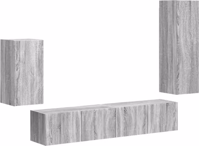 Set mobile TV componibile 4 pezzi Design In in legno multistrato Grigio Sonoma per soggiorno
