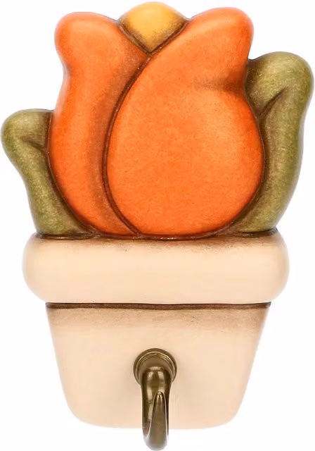 Portastrofinacci Thun Tulipano Country Bloom con 1 gancio in ceramica multicolore da appendere al muro