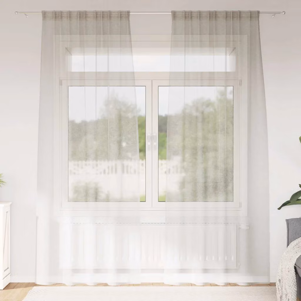 Set di 2 tendine velate vidaXL in poliestere beige, H 245 cm x L 140 cm
