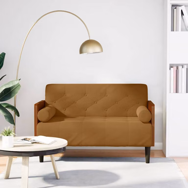 vidaXL Divanetto in Velluto Marrone con Cuscini Bolster L: 110 cm, H: 68 cm, P: 74,5 cm