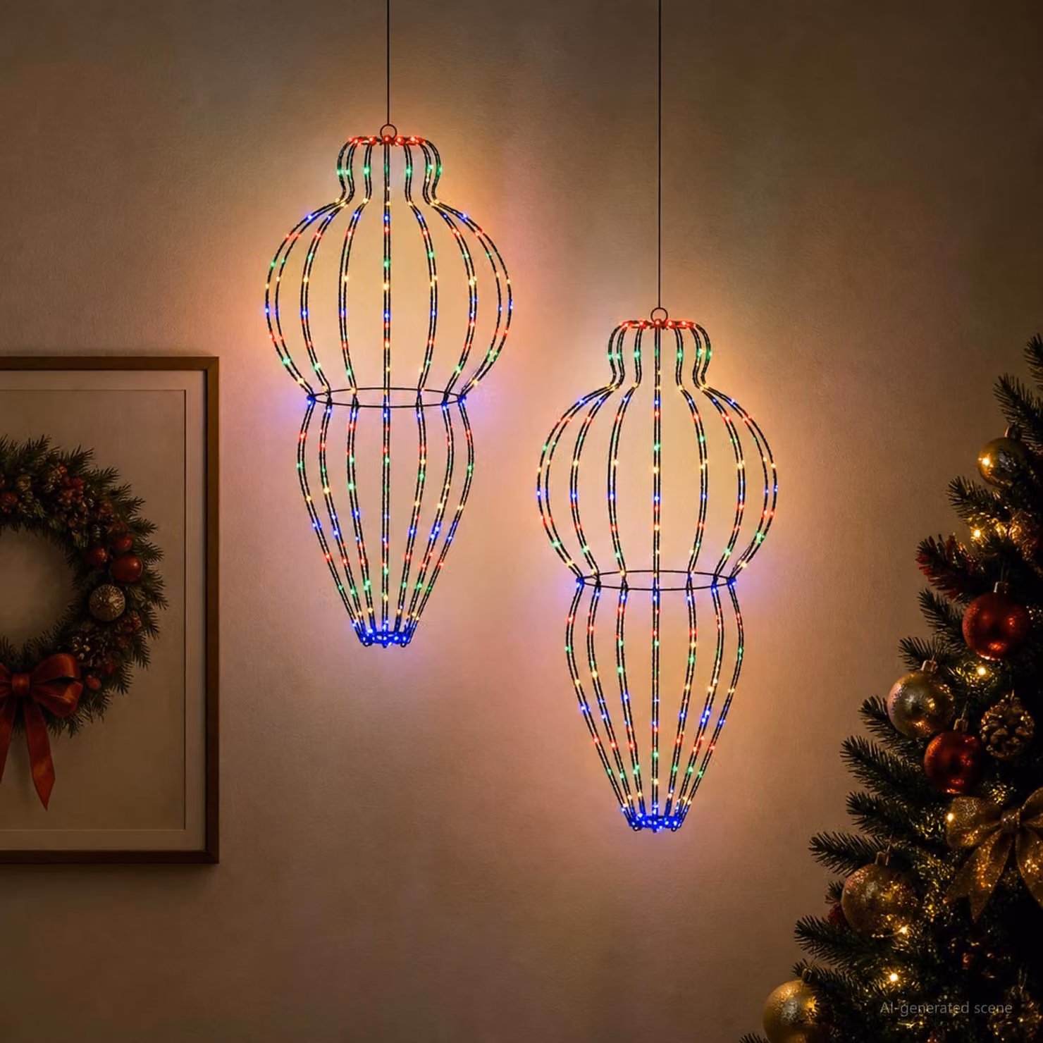 vidaXL Luce a punta di Natale 2 pz 640 LED Multicolore Ø 40 x 75 cm