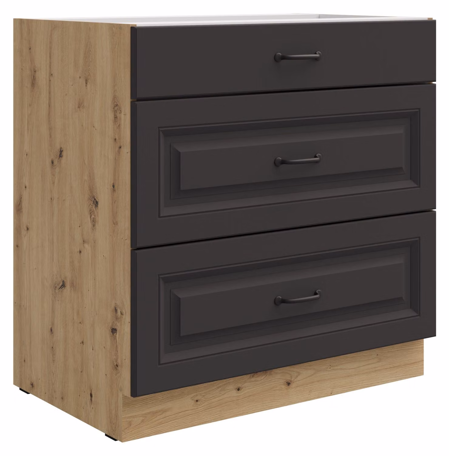 Base cucina 80 cm Stilo grigio + rovere Cucina Artisan a estrazione totale con chiusura ammortizzata