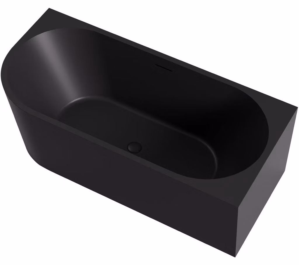 CERANO - Vasca da bagno freestanding in acrilico Bianco, versione destra - nero opaco - 170x79 cm