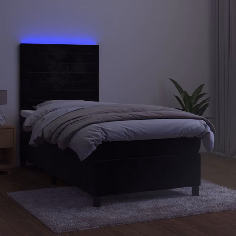 Maison Exclusive - Letto a Molle con Materasso e LED Nero 90x190 cm in Velluto