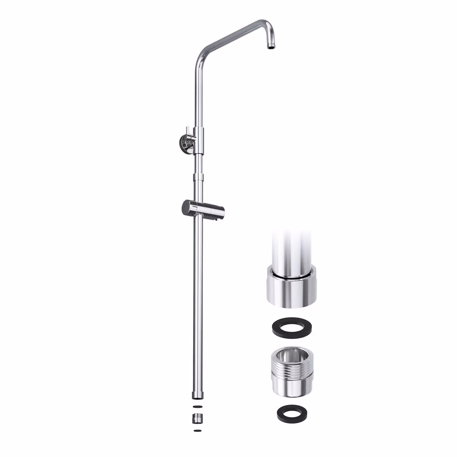 JOHO Asta doccia regolabile in altezza con supporto per doccetta Supporto doccia e adattatore filettato, colonna doccia in acciaio inox Braccio doccia Doccia a pioggia Tubo doccia cromato