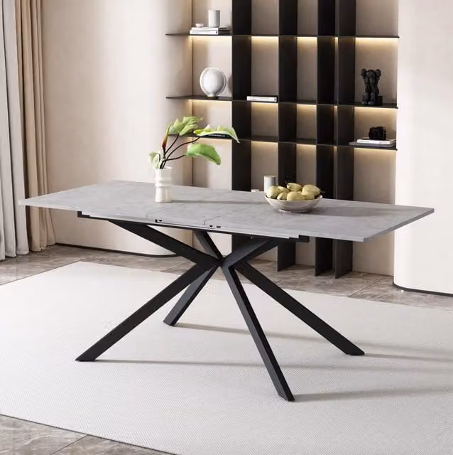 Tavolo da pranzo allungabile 150/180x70x76 cm in MDF e metallo nero e grigio