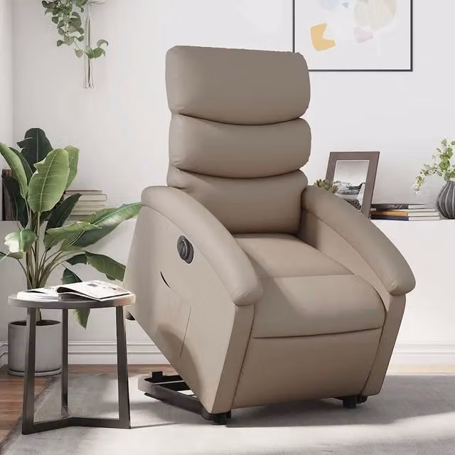 Poltrona Alzapersona Reclinante Elettrica vidaXL in Similpelle Beige con Supporto per Senior