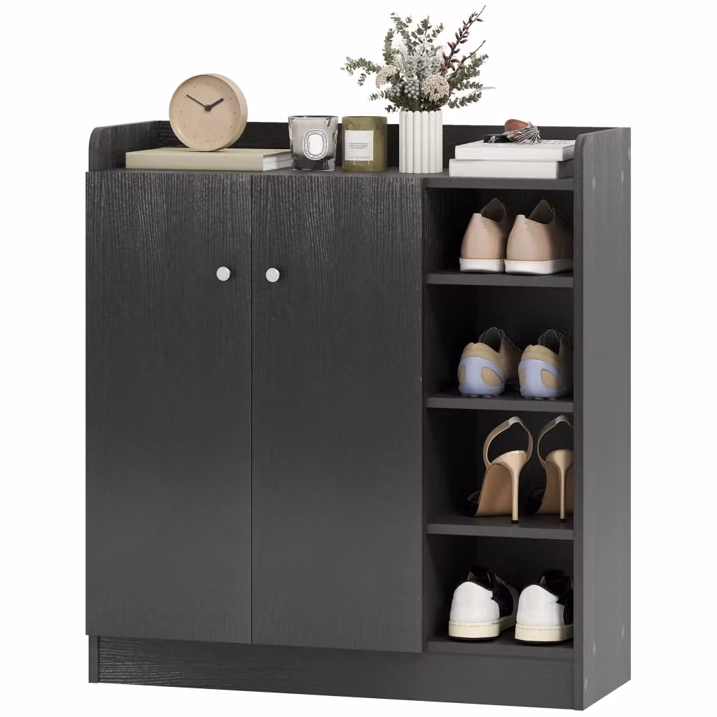 Scarpiera salvaspazio XYLO con 2 ante e ripiani regolabili nera L: 83 cm, P: 30 cm, H: 90 cm – 2
