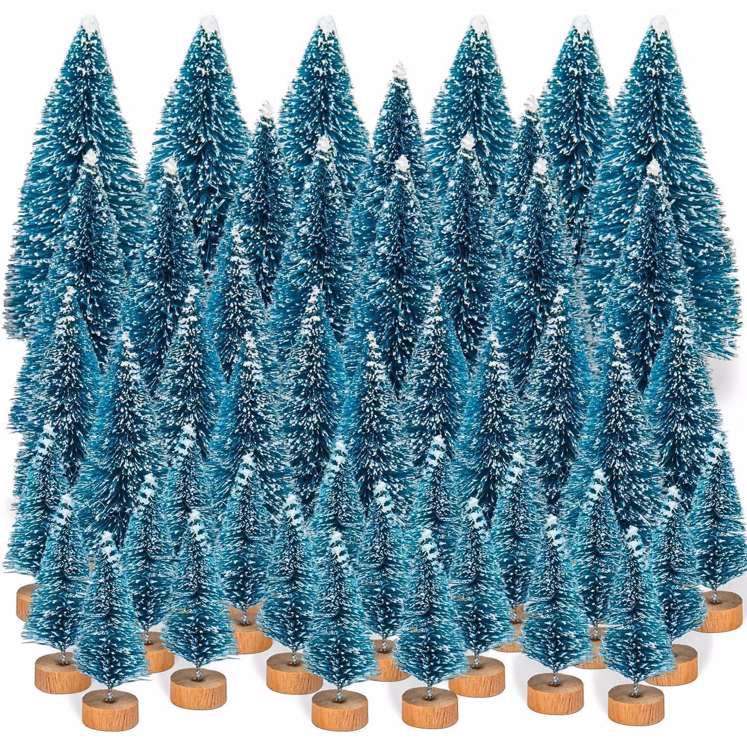 Mini albero di Natale artificiale con effetto neve, disponibile in diverse dimensioni (4/6/8/12 cm), confezione da 48 pezzi