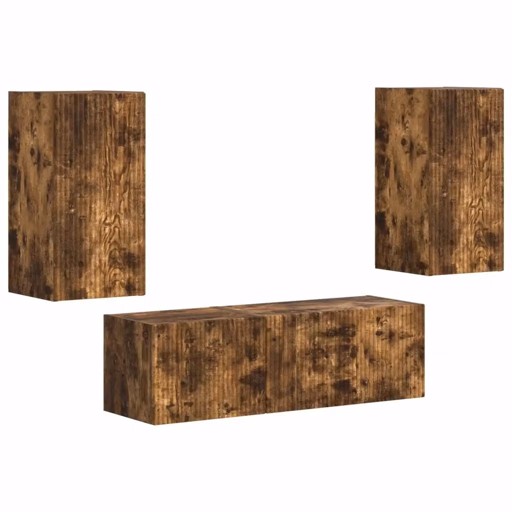 Set di 4 pezzi mobiletto da TV sospeso vidaXL moderno in MDF color marrone opaco – 2