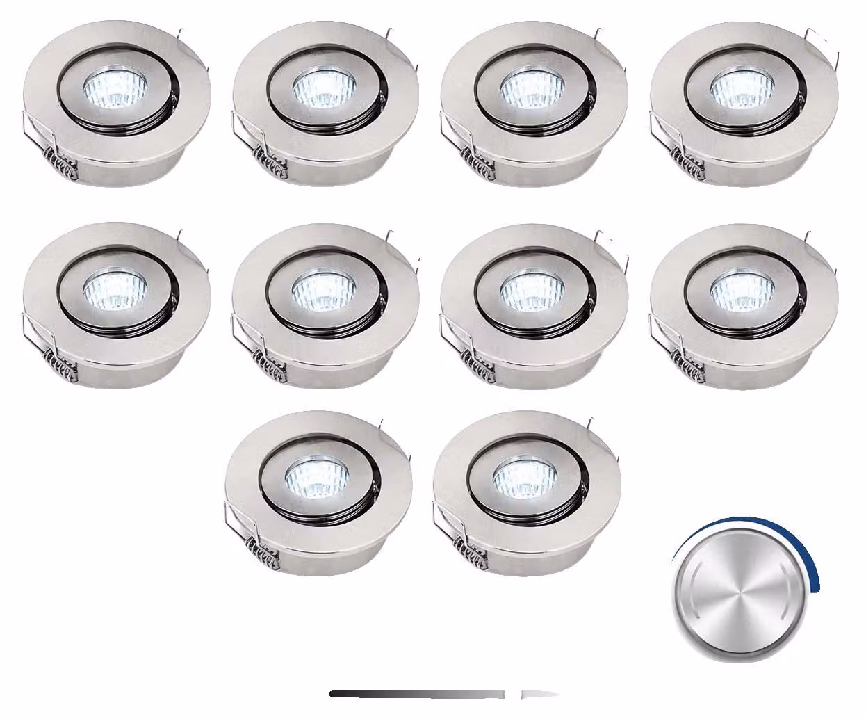 Lampada a LED da incasso, dimmerabile, ad alta efficienza energetica, confezione da 10, finitura nichel satinato, 3W, 220V, 6000K